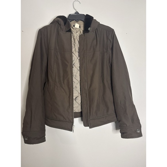 J. Crew Factory Jackets & Blazers - J.Crew Hooded Jacket Brown 10 Zip Lined Short Long Sleeve Casual